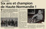 Article paru dans La Dépêche le mois dernier suite à l'obtention du titre de champion de Haute-Normandie